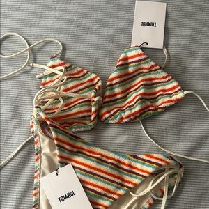 triangl swimwear Multicolor Striped Bikini - Red, Yellow, Blue, Green